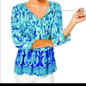 NWT LILY PULITZER. Marilina tunic top in sea glass aqua seeing double engineered